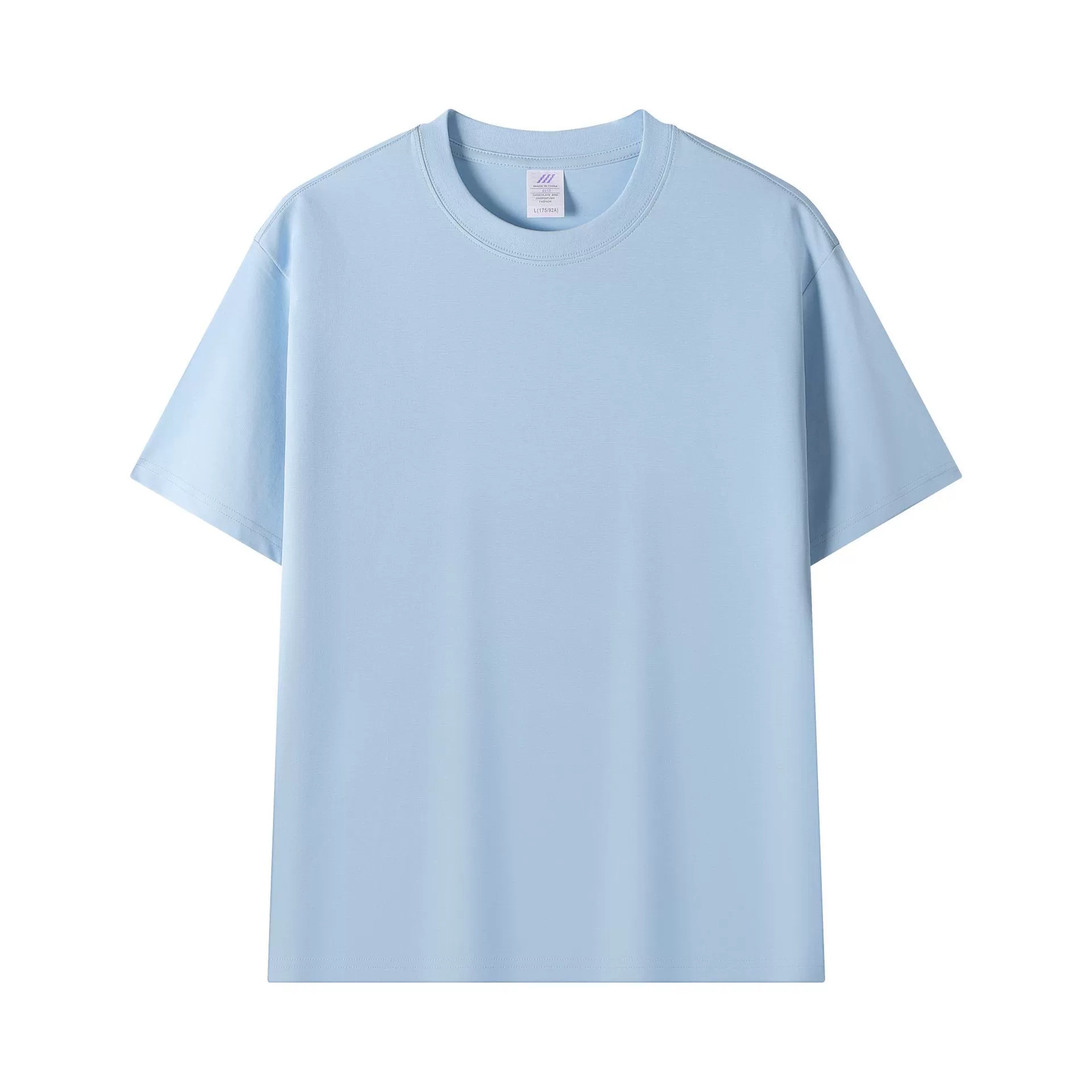 100% Cotton good quality  Blue Crew neck T-shirt