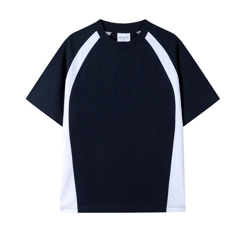 Spliced contrast color T shirt